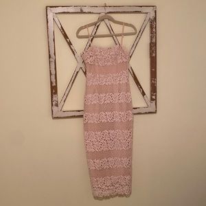 Vici Collection crochet/lace floral midi dress